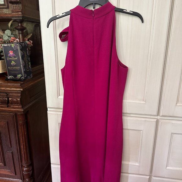 VINCE CAMUTO Sleeveless Halter Bow Neck Stretch Crepe Shift Dress - Picture 3 of 3